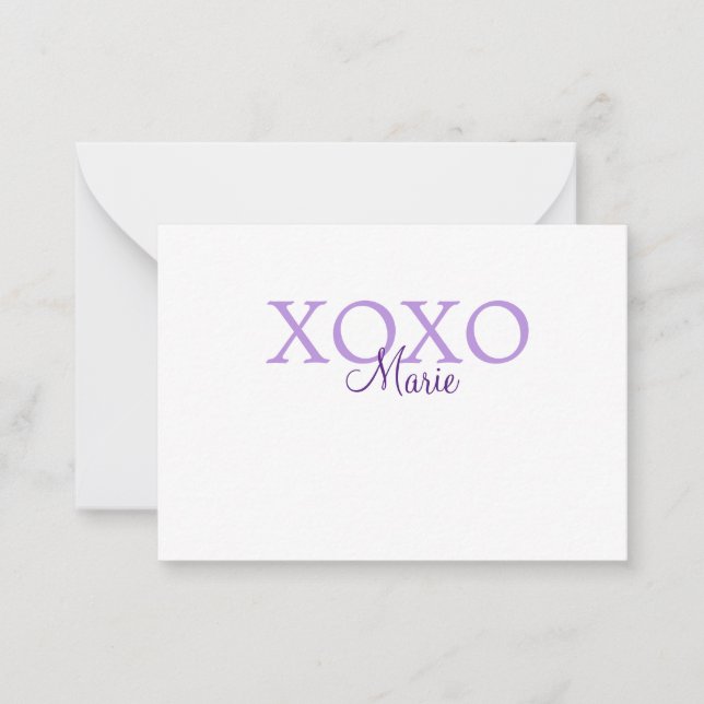 Carte De Correspondance Xoxo Saint-Valentin ajouter un nom pastel violet m (Devant)