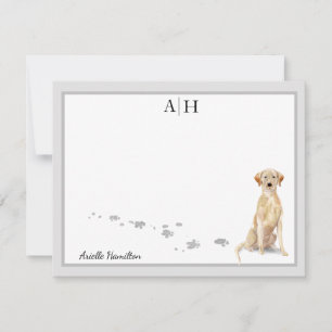 Carte De Correspondance Yellow Labrador Retriever Gris Monogramme frontièr