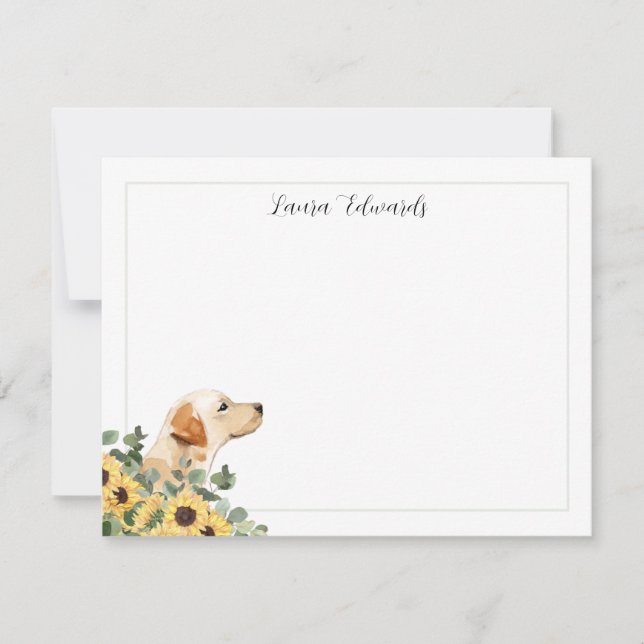 Carte De Correspondance Yellow Labrador Retriever Tournesol Eucalyptus (Devant)