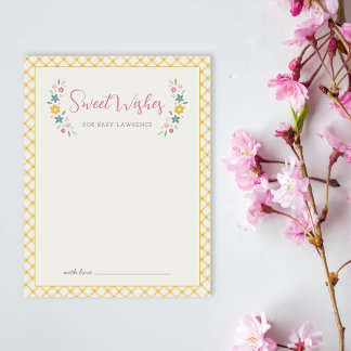 Carte De Correspondance Yellow Sweet Floral Wishes For Baby Shower Card 