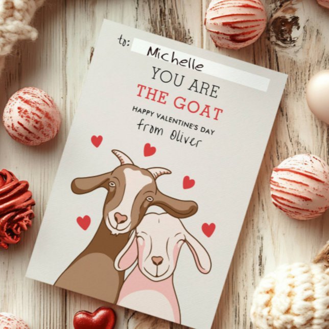 Carte De Correspondance You Are GOAT Pun FUNNY KID classroom valentines (Créateur téléchargé)