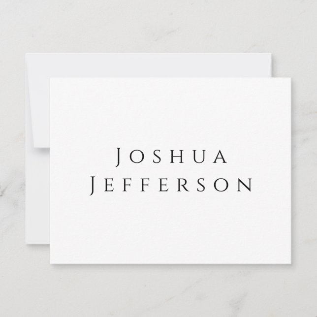 Carte De Correspondance Your Name Professional Creative Plain Black White (Devant)