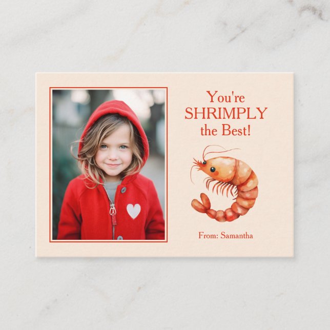 Carte De Correspondance You're SHRIMPLY the Best Kids Valentine's (Devant)