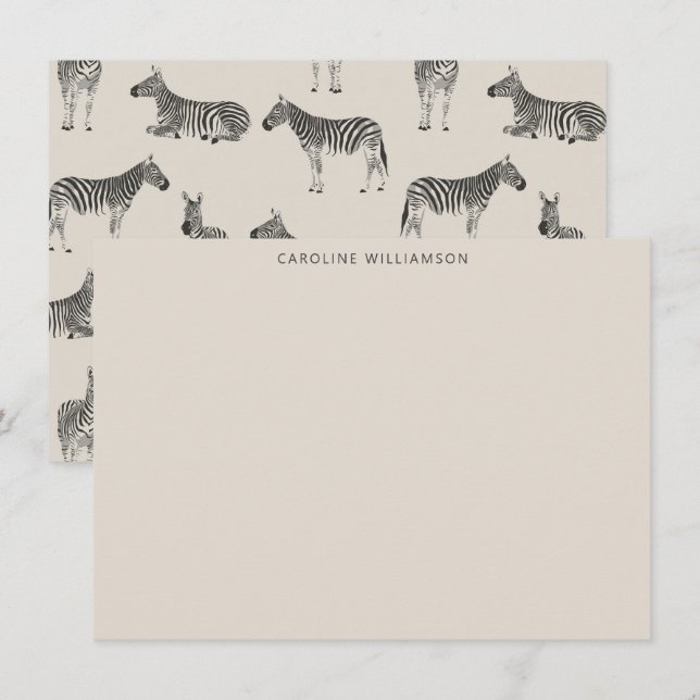 Carte De Correspondance Zebra Pattern Illustrated Personalized Stationery (Devant / Derrière)