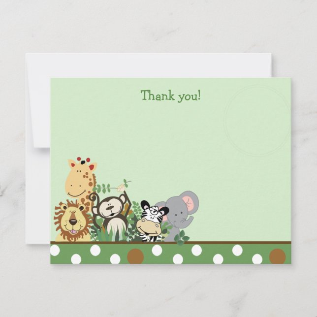 Carte De Correspondance ZOO CREW avec éléphant plat Merci note (Devant)