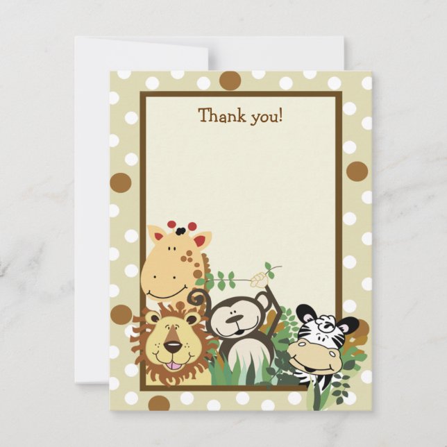 Carte De Correspondance ZOO CREW Tan Animaux Plat Merci note (Devant)