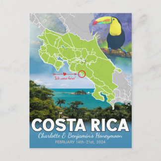 Carte de Costa Rica Souvenirs de Lune de Miel