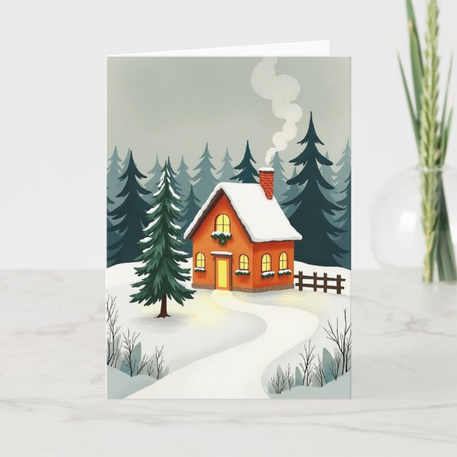 Carte de Cottage Cosy d'Hiver (Devant)