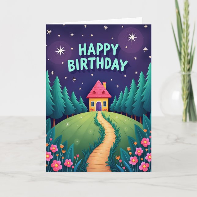 Carte de Cottage d'Anniversaire Étoilé (Devant)