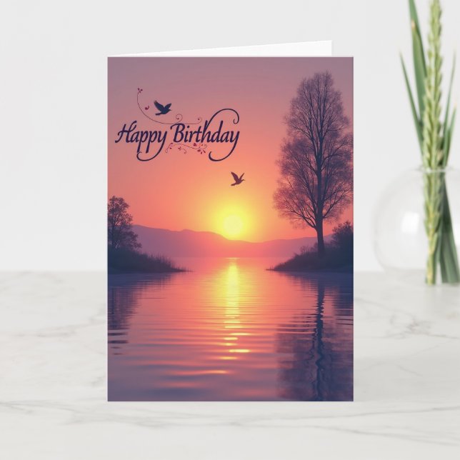 Carte de coucher de soleil doré paisible (Devant)
