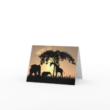 Carte de coucher de soleil safari en Afrique