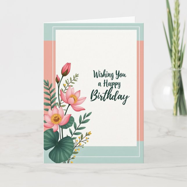 Carte de couleur florale pour anniversaire doux (Devant)