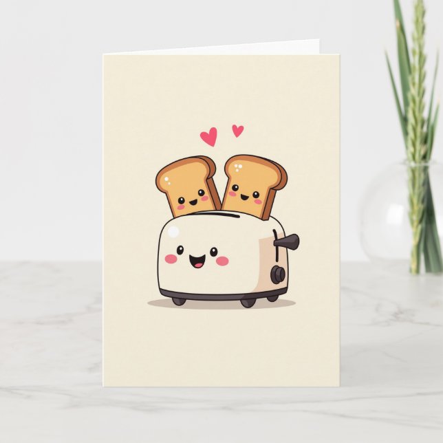 Carte de couple d'amour de grille-pain mignon (Devant)