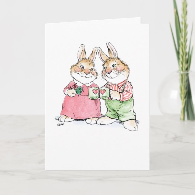 Carte de couple de lapins de Noël (Devant)
