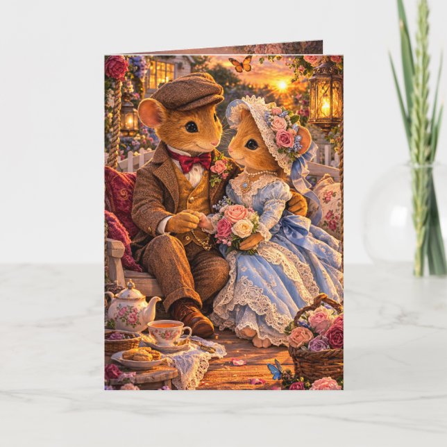 Carte de couple de souris avec pensée romantique p (Devant)
