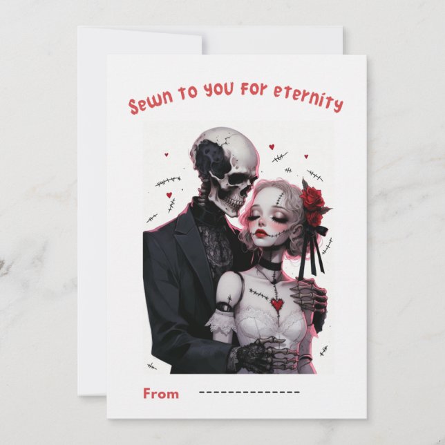 Carte de Couple de Squelettes Cousus à Vous pour l (Devant)