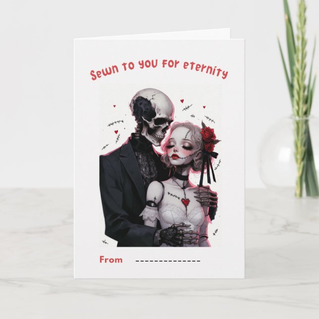 Carte de Couple de Squelettes Cousus pour Vous pou (Devant)