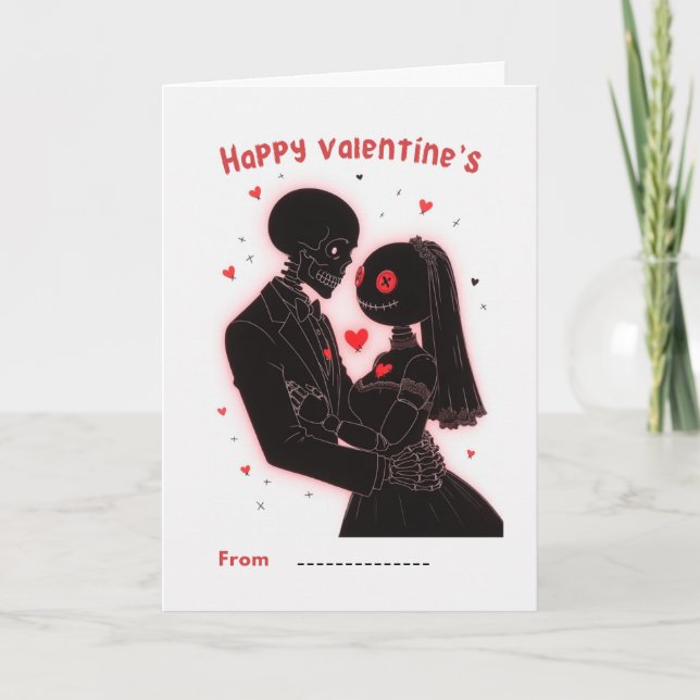 Carte de couple de squelettes pour la Saint-Valent (Devant)