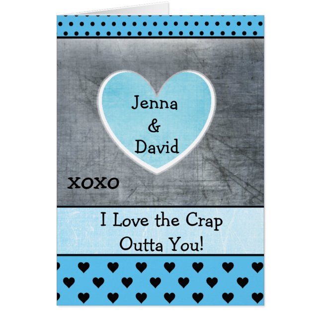 Carte de couple, gris-bleu xoxo (Devant)