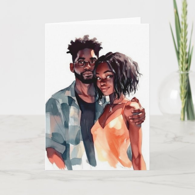 Carte de couple noir pour anniversaire de la Saint (Devant)