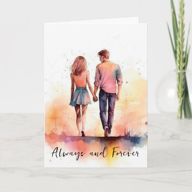 Carte de couple pour anniversaire de Saint-Valenti (Devant)