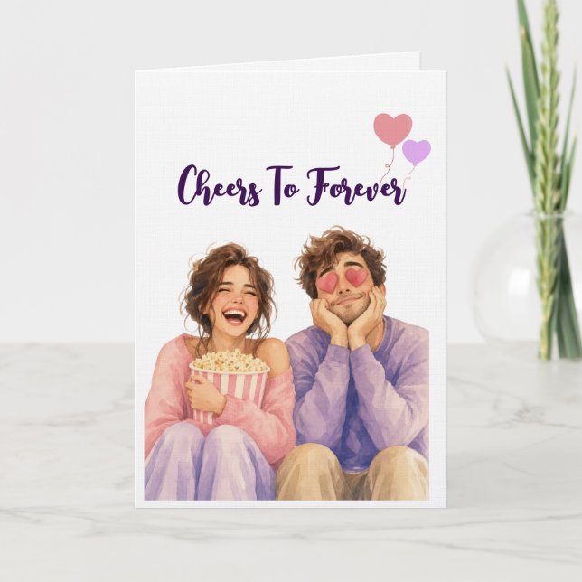 Carte de couple pour anniversaire romantique (Devant)