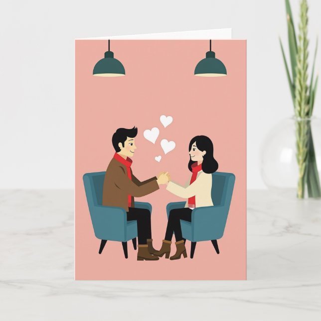 Carte de couple romantique aux cœurs d'amour (Devant)