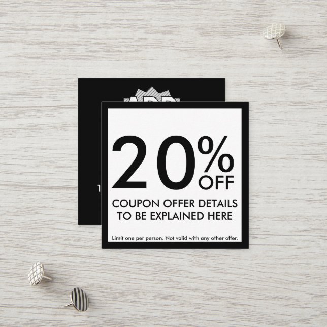 carte de coupon carré (Devant/Arrière en situation)