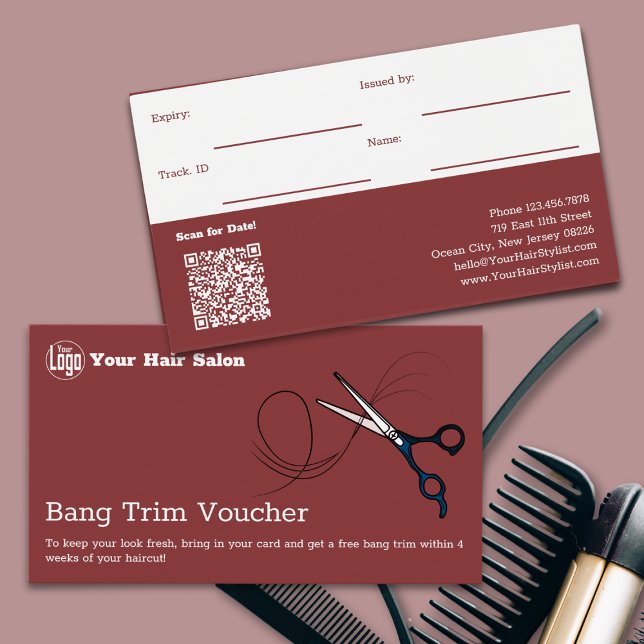 Carte de coupon d'ajustement bancaire gratuit mode (Modern Free Bang Trim Voucher Card)
