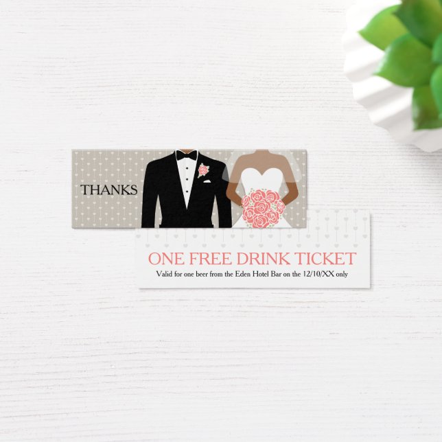 Carte de coupon de boisson gratuite du mariage mar (Bureau)
