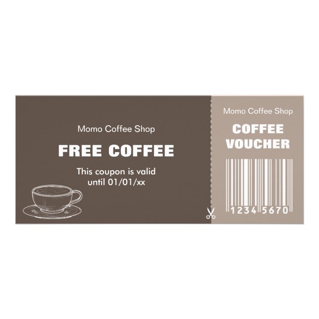 Carte de coupon de café moderne avec code barre (Devant)