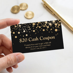 Carte de coupon de réduction Noir doré brillant Co