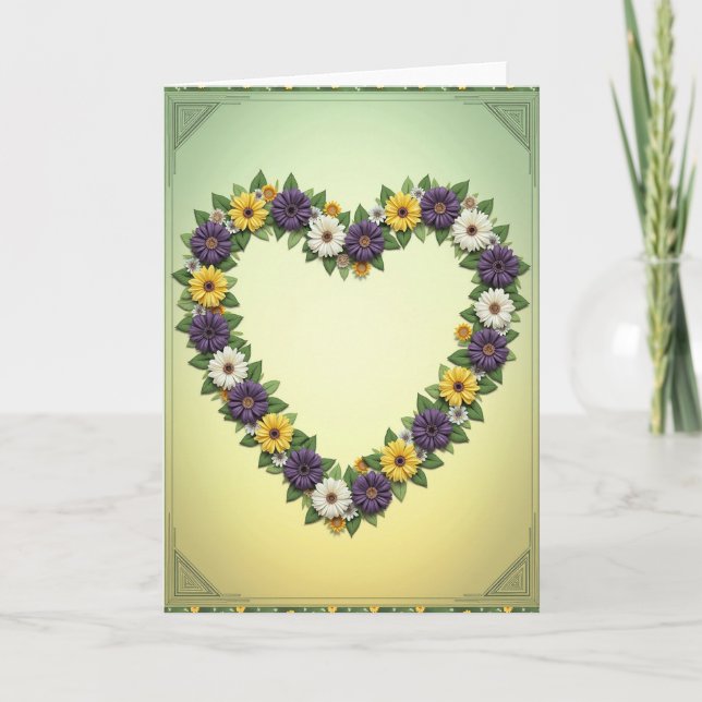 Carte de couronne de cœur florale (Devant)