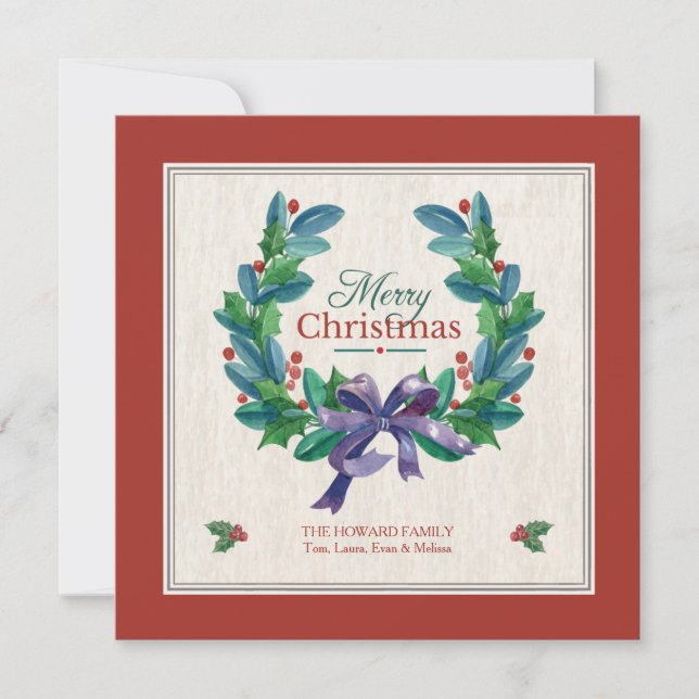 Carte de Couronne de Noël Evergreen (Devant)