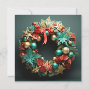 Carte de couronne de Noël Joyeux 3D