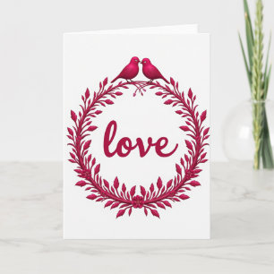 Carte de Couronne d'Oiseaux d'Amour Minimaliste