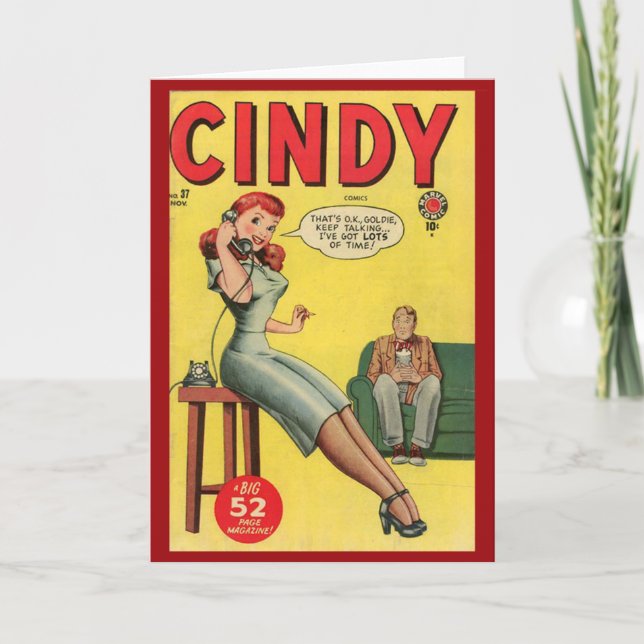 Carte de couverture comique Vintage "Cindy" (Devant)