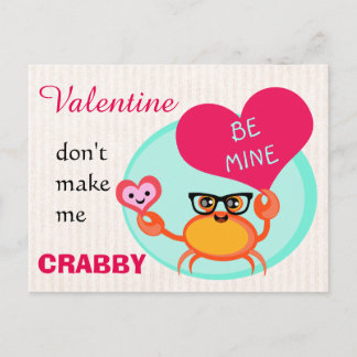 Carte de crabe hipster drôle de la Saint-Valentin