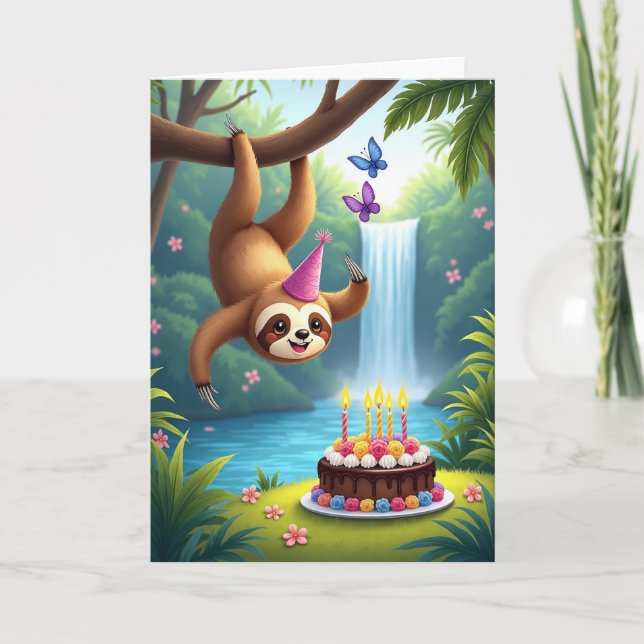 Carte de créature d'anniversaire de jungle (Devant)