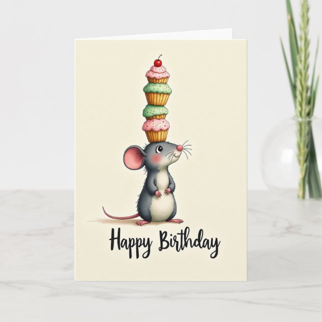 Carte de créature d'anniversaire joyeuse (Devant)