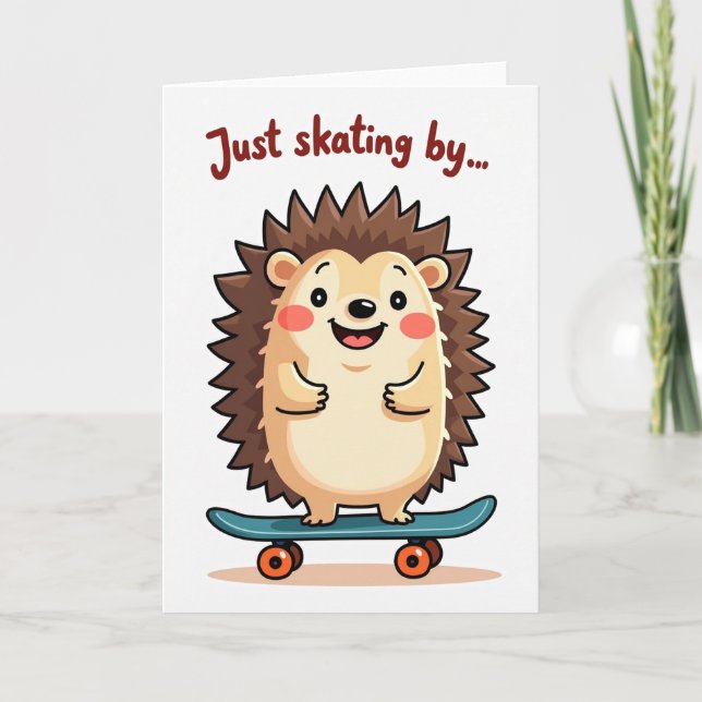 Carte de créature patineuse d'anniversaire ludique (Devant)