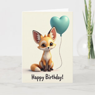 Carte de créature renard d'anniversaire douce