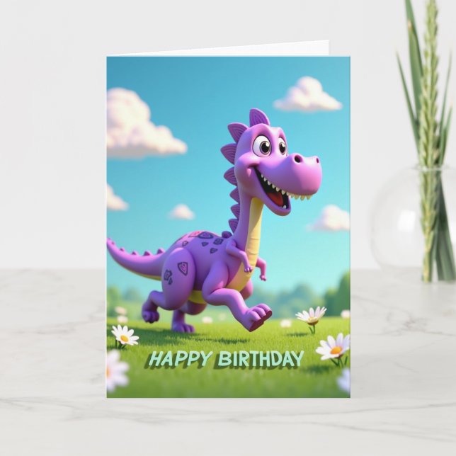 Carte de créature violette d'anniversaire joyeux (Devant)