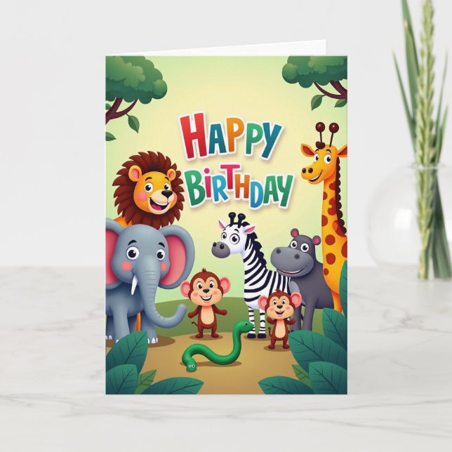 Carte de créatures sauvages joyeuses (Devant)