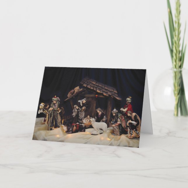 Carte de crèche de Noël - Nativité Élégante (Devant)