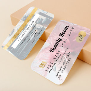 Carte de crédit beauté monogramme or blanc photo