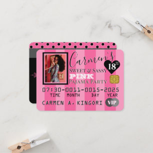 Carte de crédit de fête d'anniversaire photo rose 