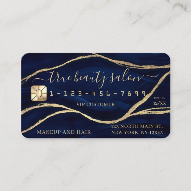 Carte de crédit de signature en marbre bleu Gold N (Devant)