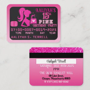 Carte de crédit Girl Rose / Black Invitations d'an