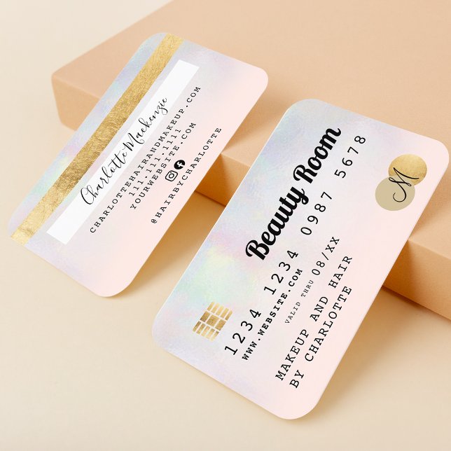 Carte de crédit holographique ombre beauté monogra (Créateur téléchargé)